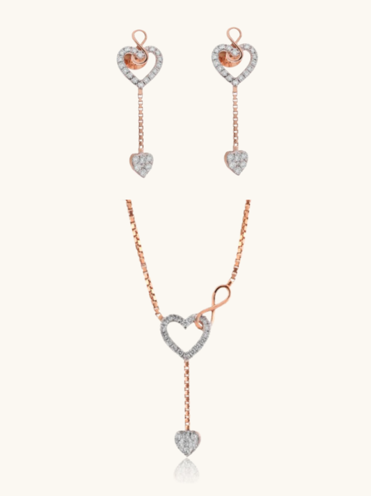 Stunning 18kt gold diamond necklace & earrings—affordable fine jewellery with minimal aesthetics.