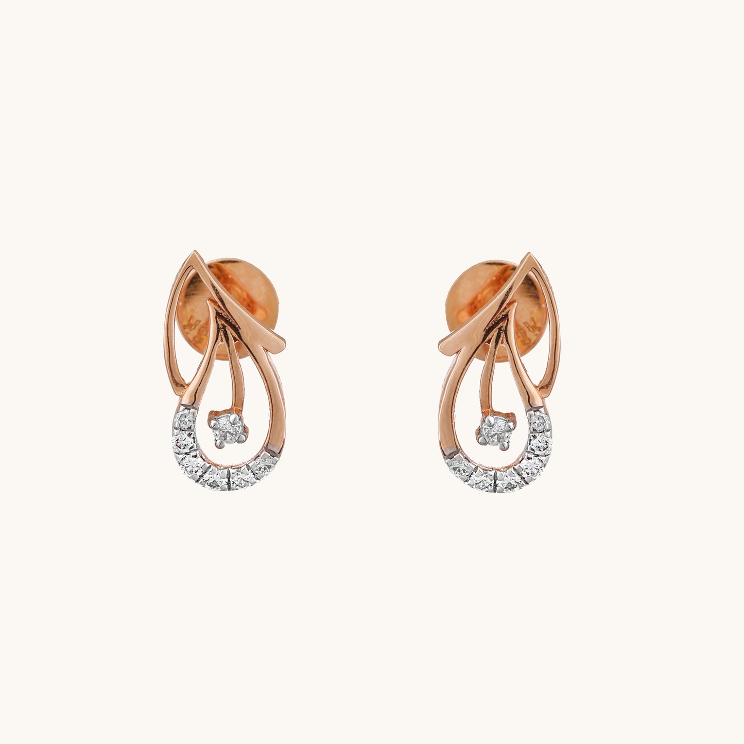 Blush Diamond Earrings in 18kt gold & diamonds; certified BIS minimalist jewelry gift for her - now! Price under 30,000
