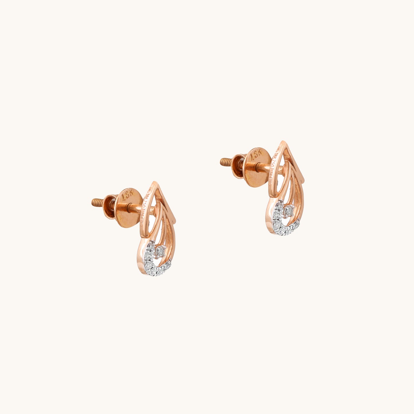 Blush Diamond Earrings in 18kt gold & diamonds; certified BIS minimalist jewelry gift for her - now! Price under 30,000
