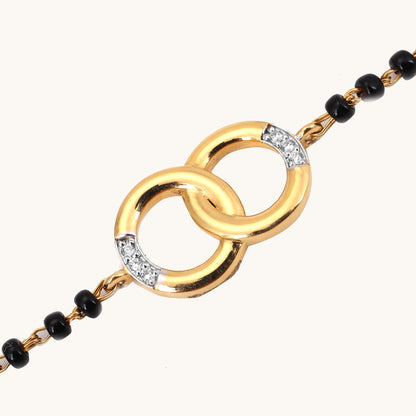 Bond Diamond Mangalsutra Bracelet, 18kt gold & natural VVS diamonds; certified BIS gift for her now under 40,000