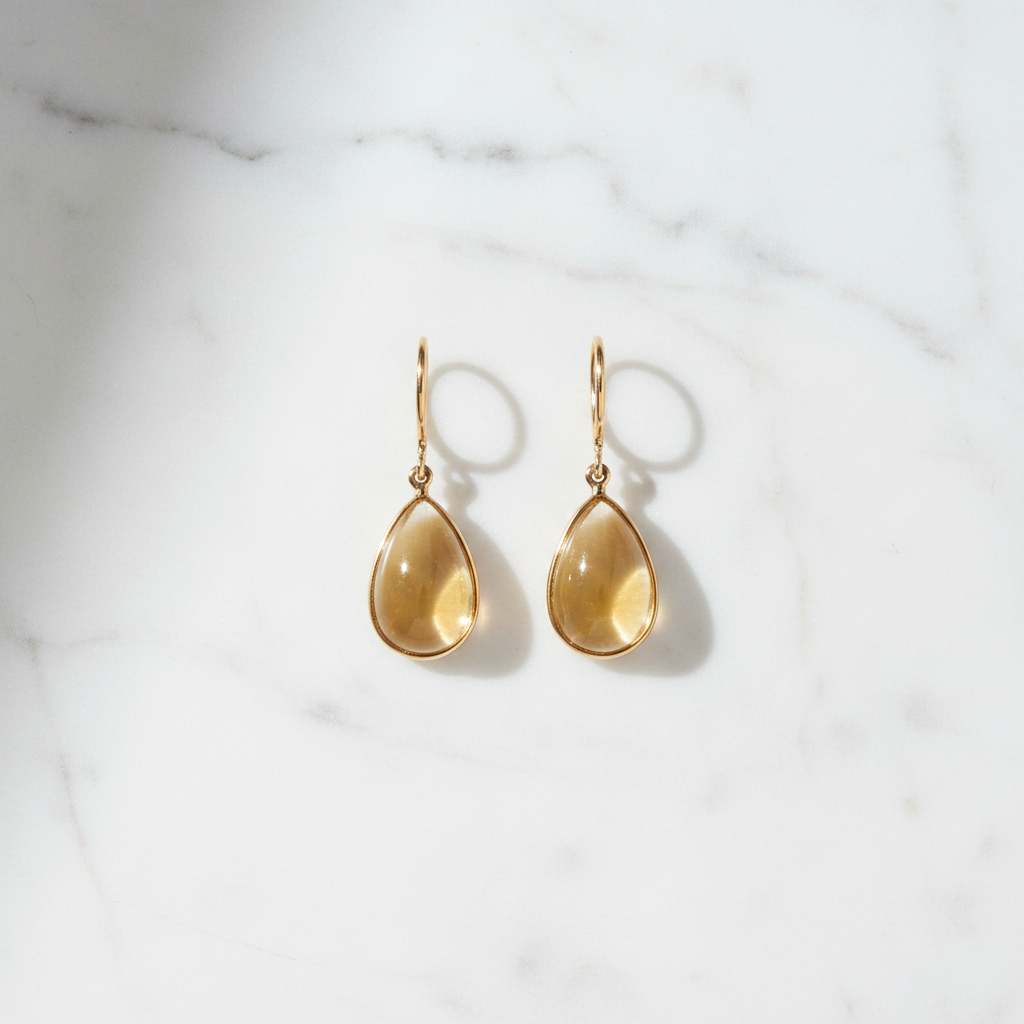 Citrine Long Gold Earrings
