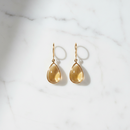 Citrine Long Gold Earrings
