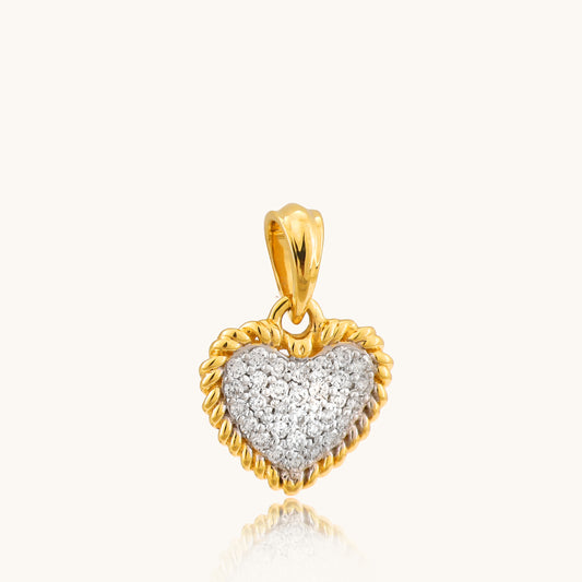 Cluster Heart Pendant in 18kt gold and diamond. Shop Caratly's latest 2024 collection of gold and diamond jewellery online under Rs 30,000. Trendy and stylish 18kt gold pieces at best prices in India. Minimal designs, affordable prices. Gold and diamond jewellery online, Latest collection, Best prices in India, Trendy jewellery, Gifts in gold