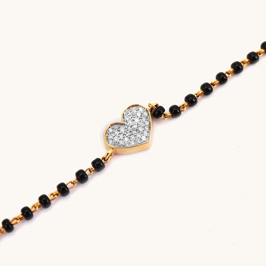 Cupid Diamond Mangalsutra Bracelet in 18kt gold & diamonds; BIS hallmarked, minimal gift for her under 40,000