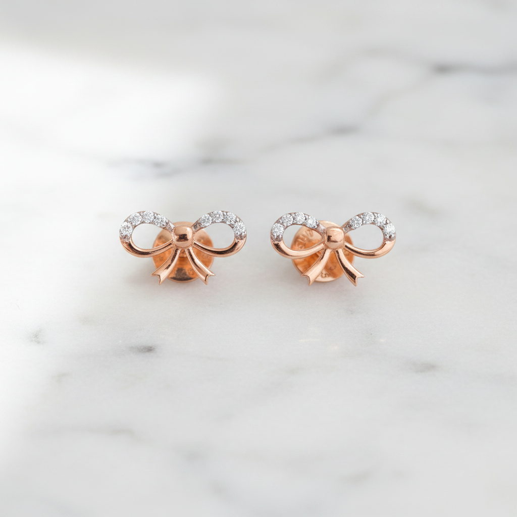 Cute Bow Diamond Earrings