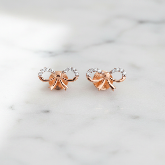 Cute Bow Diamond Earrings