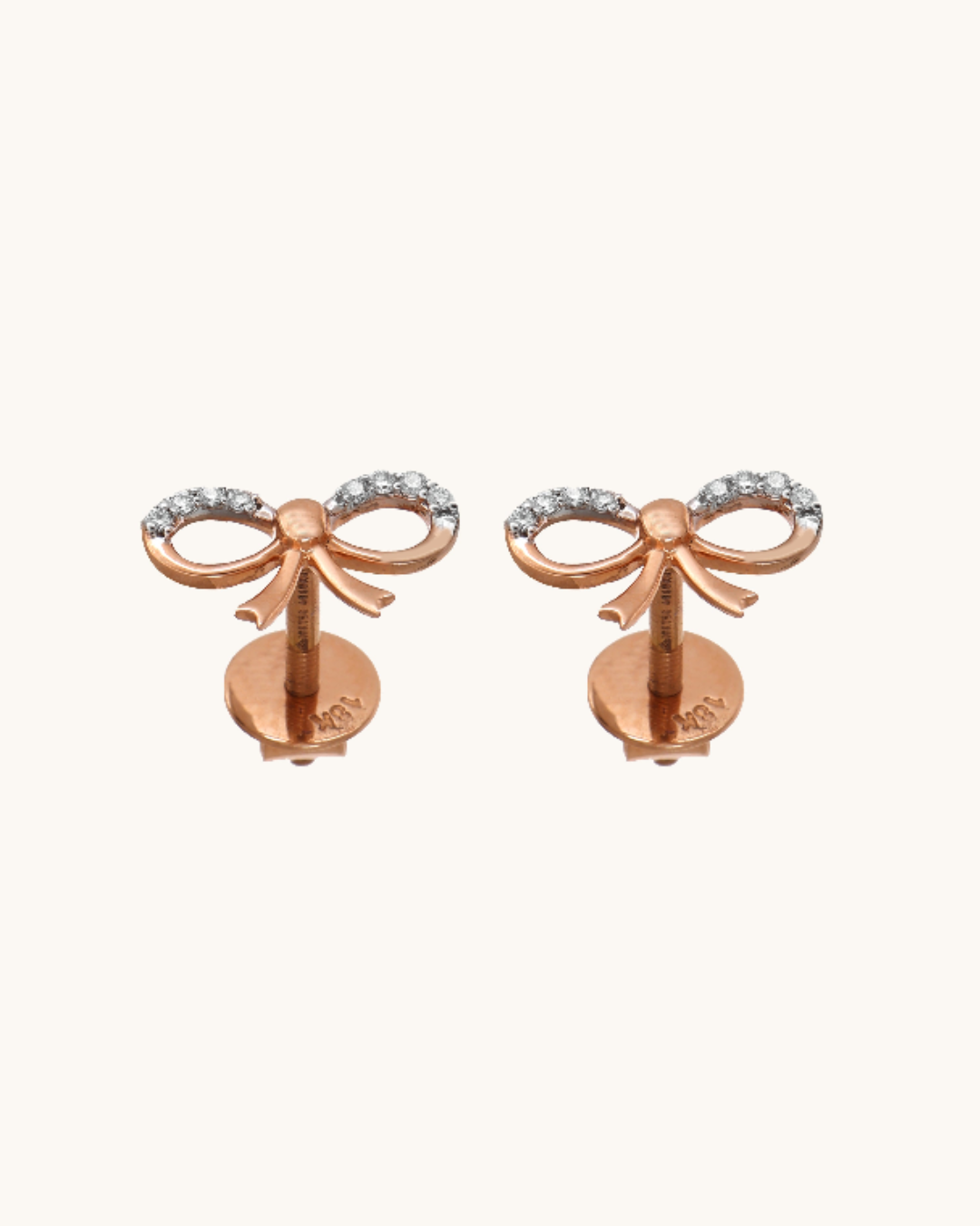 Cute Bow Diamond Earrings in 18kt gold & natural VVS diamonds; certified BIS jewelry gift for her under 25,000