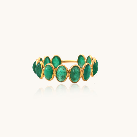Emerald Gold Band in 18kt gold with emeralds; certified BIS jewelry, perfect for her now under 30,000
