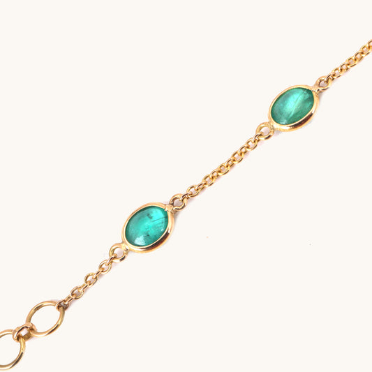 Emerald Gold Bracelet in 18kt gold & emeralds; certified BIS hallmarked minimal gift for her under 30,000