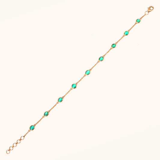 Emerald Gold Bracelet in 18kt gold & emeralds; certified BIS hallmarked minimal gift for her under 30,000