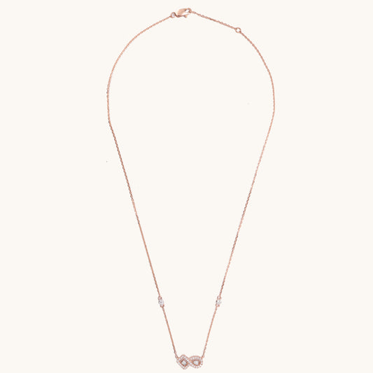 18kt gold Eternity Diamond Necklace featuring IGI-certified VVS diamonds. A luxurious yet affordable piece of Caratly jewelry perfect for special occasions and everyday wear under Rs. 50k.