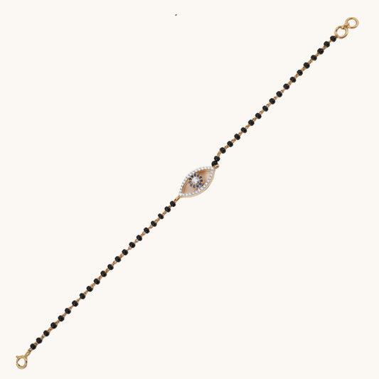 EvilEye Diamond Mangalsutra Bracelet in 18kt gold with VVS diamonds, certified BIS jewelry for her under 50,000