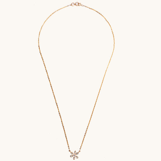 Fauna Diamond Necklace in 18kt gold & natural VVS diamonds; BIS minimalist jewelry gift for her under 40,000
