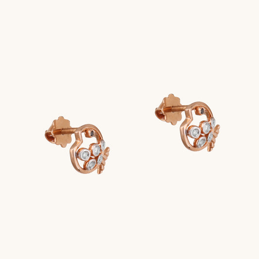 Fish Diamond Earring: 18kt gold & natural VVS diamonds; BIS hallmarked minimal jewelry gift for her under 40,000