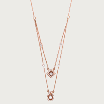 18kt gold Diamond Duo Necklace with VVS diamonds—luxury fine jewellery under ₹80,000 for women.