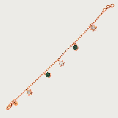 18kt gold hexagon bracelet. Fine jewellery under ₹50,000. Chic, modern, gift-worthy.