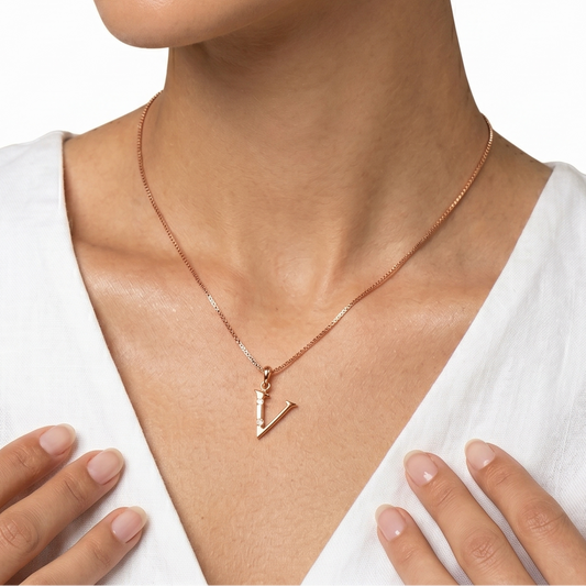 Gold Initial "V" Pendant