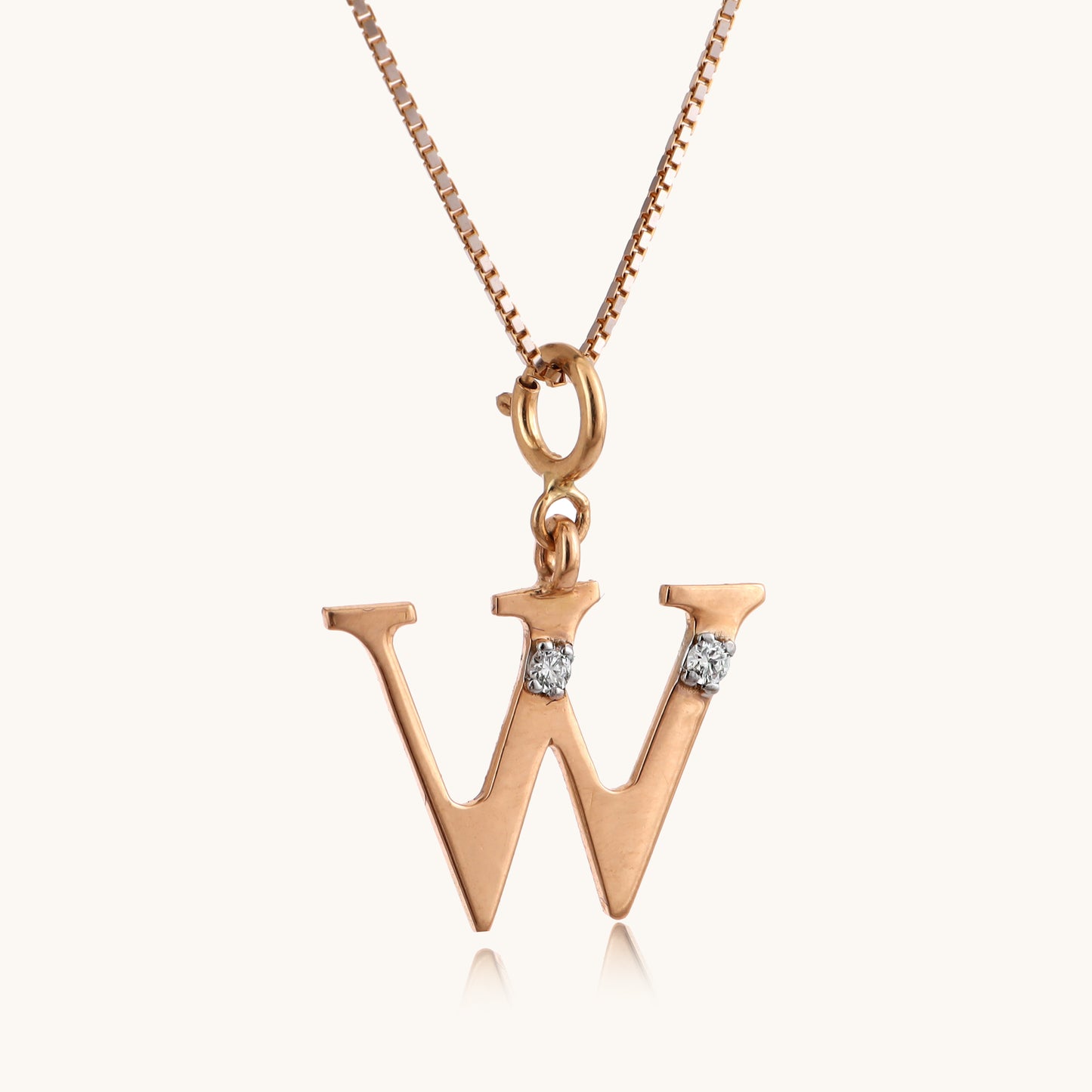 18kt gold "W" pendant with VVS diamonds—stylish, affordable fine jewellery for modern elegance under Rs. 15,000.