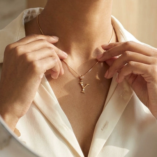 Gold Initial "Y" Pendant