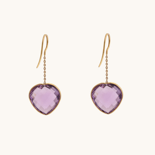 Heart Amethyst Earring: 18kt gold, Amethyst; BIS best luxury minimalist jewelry gift for her under 40,000
