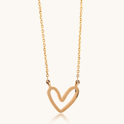 Heart Gold Necklace in 18kt gold; certified BIS minimalist jewelry gift for her under 40,000
