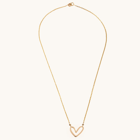 Heart Gold Necklace in 18kt gold; certified BIS minimalist jewelry gift for her under 40,000

