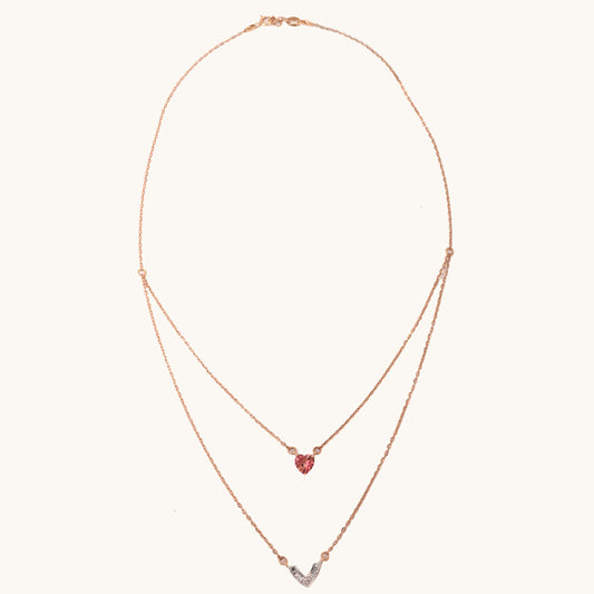 Heart Tourmaline Necklace in 18kt gold & natural diamonds; certified BIS hallmarked top gift for her under 60,000
