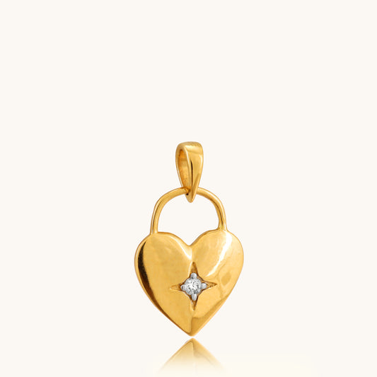 Minimalist Heartlock Diamond Pendant in 18kt gold with real diamonds – a dainty, lightweight pendant for women by Caratly, ideal for everyday wear under 15,000.