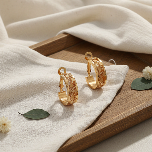 Intricate Filigree Gold Hoops