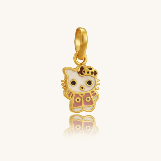 22kt gold Kitty Gold Pendant by Caratly, featuring IGI-certified VVS diamonds; a luxurious yet affordable jewelry piece ideal for everyday wear or as a special gift for her under Rs. 15k.