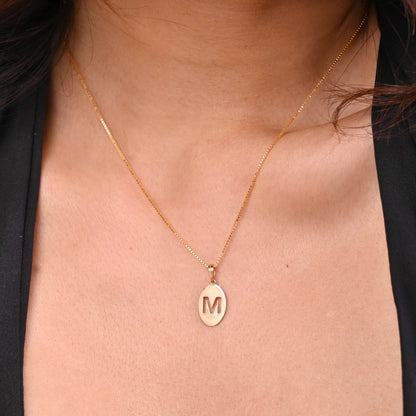 Letter "M" Gold Pendant in 18kt gold; certified BIS minimalist gift for her under 15,000 now!