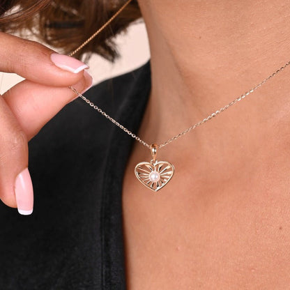 Loving Pearl Gold Pendant in 18kt gold & pearl; BIS-certified minimalist jewelry, luxury gift for her online under 15,000!
