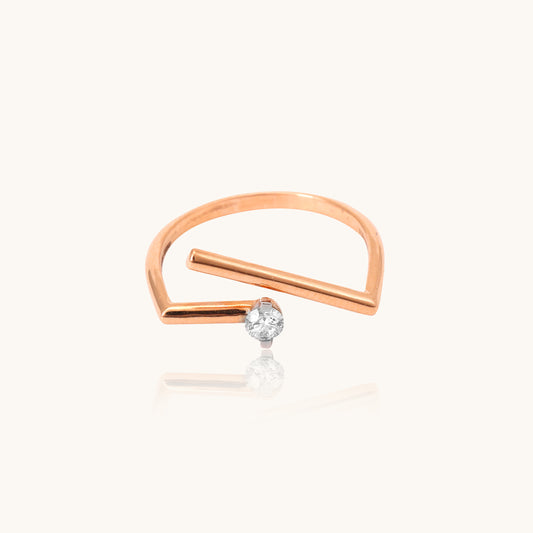 Mystique Diamond Ring in 18kt gold & natural VVS diamonds; BIS certified, minimalist gift for her under 40,000