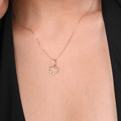 Open Heart Diamond Pendant in 18kt gold with VVS diamonds; BIS-certified minimalist gift for her under 15,000!