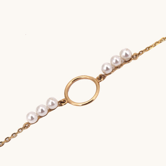 Pearl Gold Bracelet in 18kt gold with pearls; certified BIS minimalist jewelry gift for her under 20k