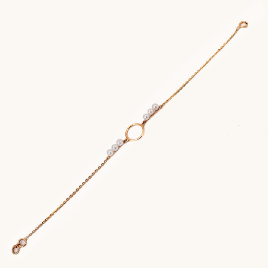 Pearl Gold Bracelet in 18kt gold with pearls; certified BIS minimalist jewelry gift for her under 20k