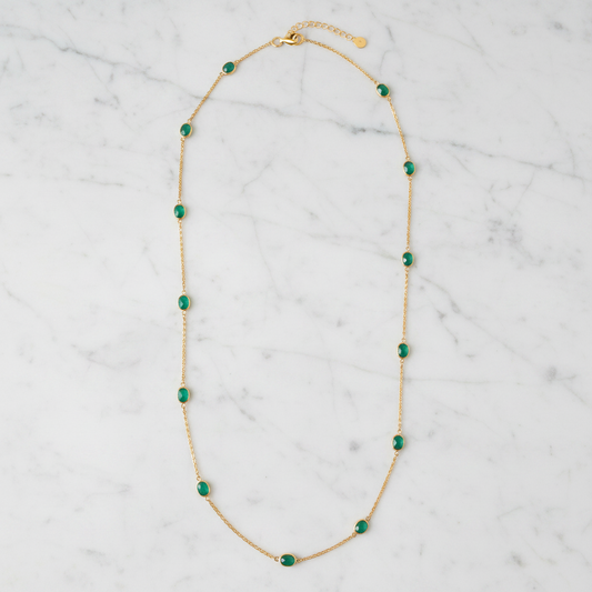 Round Emerald Gold Necklace