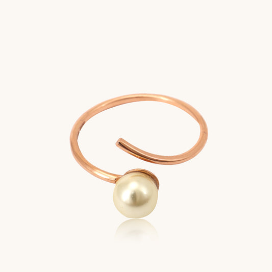 Simple Pear Gold Ring: 18kt gold & pearl; BIS certified minimal gift for her – shop it now under 25,000