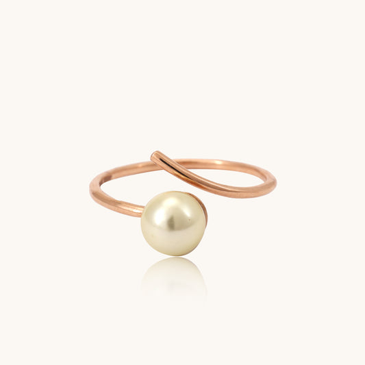 Simple Pear Gold Ring: 18kt gold & pearl; BIS certified minimal gift for her – shop it now under 25,000