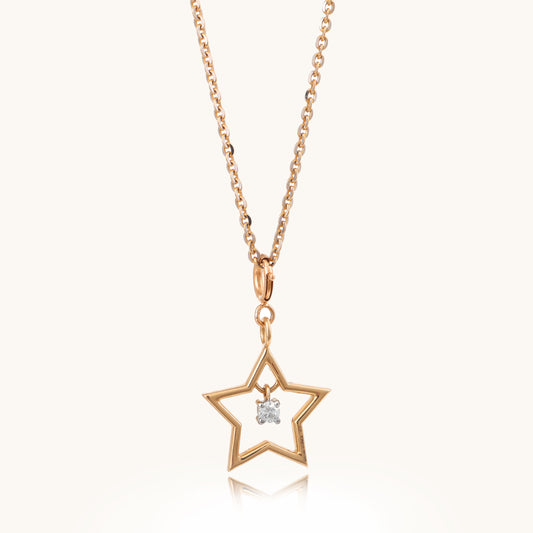 Stella Diamond Pendant in 18kt gold & natural diamonds; certified BIS top minimalist jewelry gift under 15,000