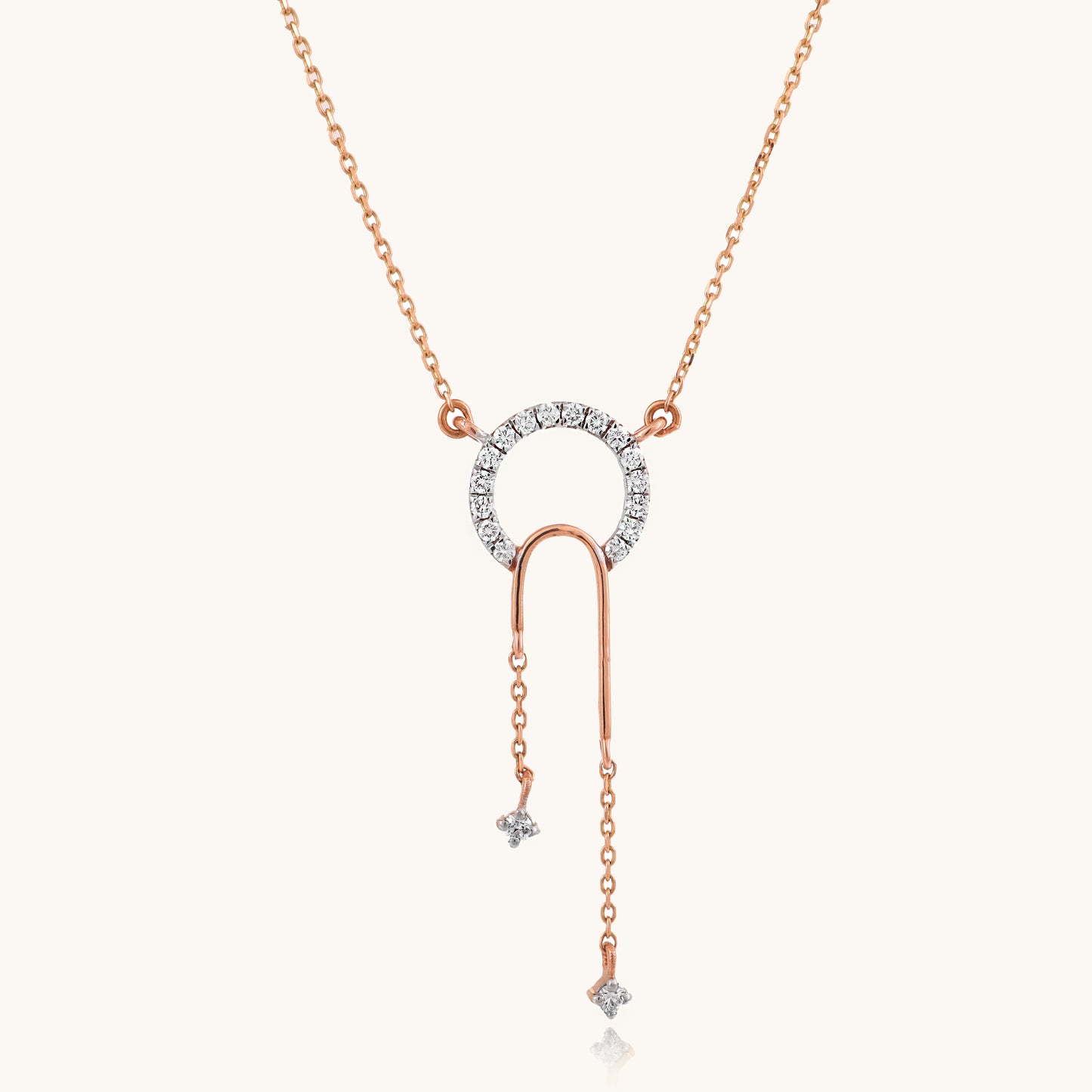 Symmetry Diamond Necklace in 18kt gold with VVS diamonds, IGI-certified, perfect for everyday wear or luxury jewelry gifts under Rs. 40,000.