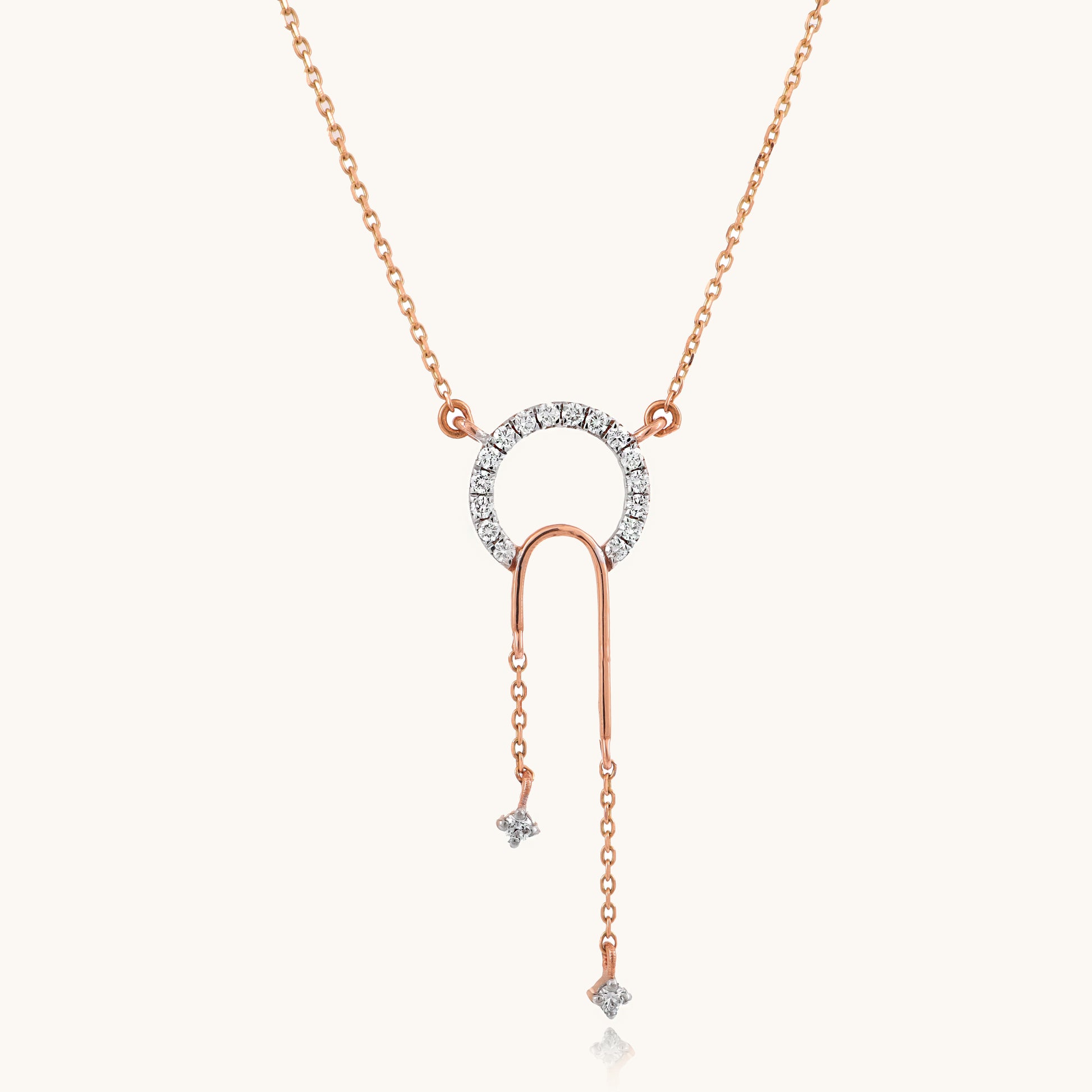 Symmetry Diamond Necklace in 18kt gold with VVS diamonds, IGI-certified, perfect for everyday wear or luxury jewelry gifts under Rs. 40,000.