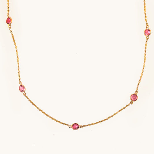 Tourmaline Gold Chain in 18kt gold & natural diamonds; certified BIS minimalist top jewelry for her under 40,000