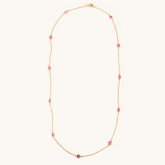 Tourmaline Gold Chain in 18kt gold & natural diamonds; certified BIS minimalist top jewelry for her under 40,000