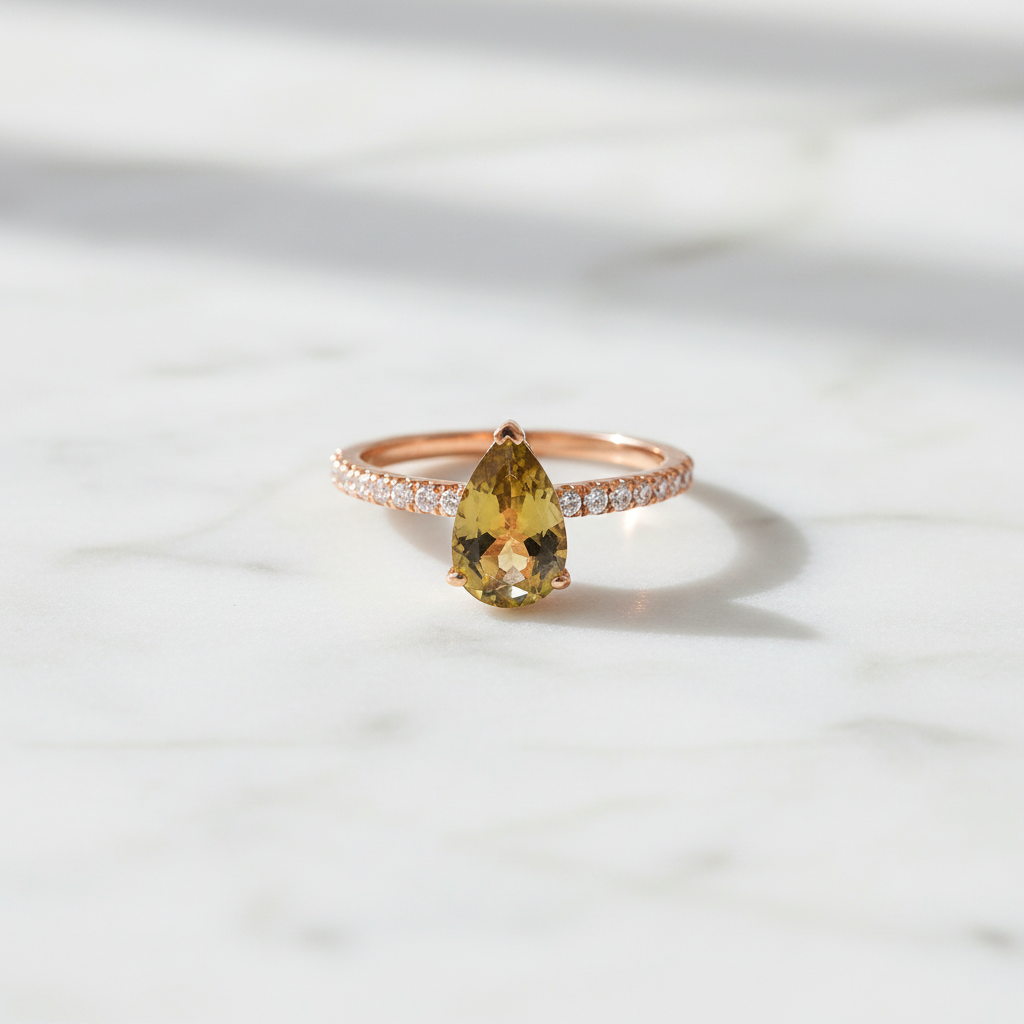 Tourmaline Proposal Diamond Ring