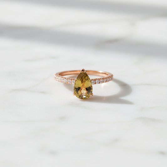 Tourmaline Proposal Diamond Ring