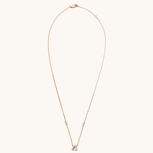 Triangle Solitaire Diamond Necklace in 18kt gold w/ natural VVS diamonds; BIS-certified gift for her under 60,000