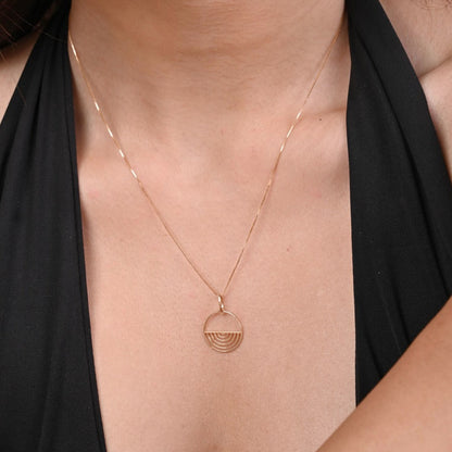 Wave Circle Gold Pendant in 18kt gold; BIS-certified minimalist jewelry gift online under 15,000!