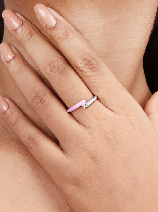Pink Diamond Ring made with 18 kt gold for women, Feminine Daily Wear Jewellery & Romantic Gift ideas for girlfriend or wife under Rs. 40,000.