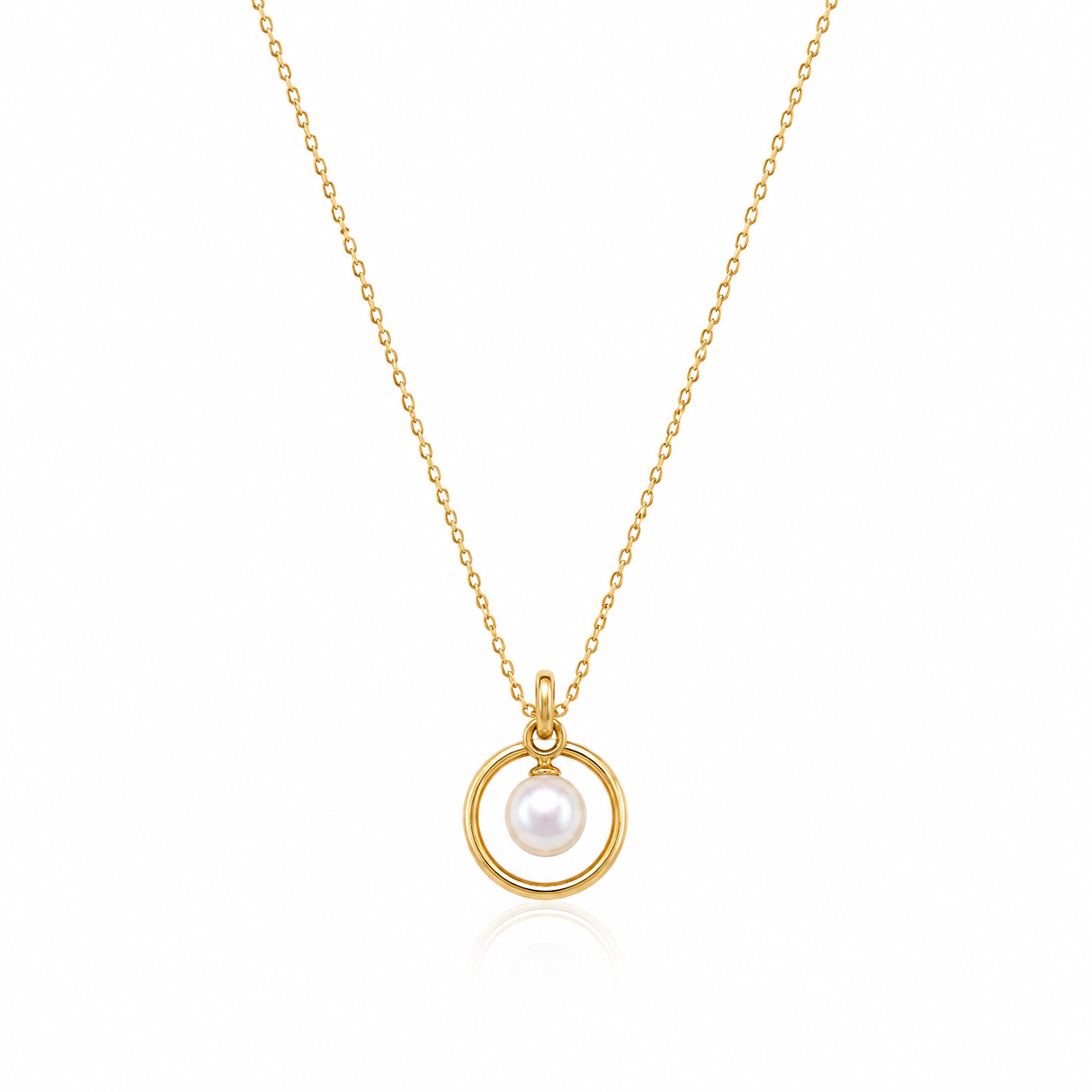 Circle Pearl Gold Necklace
